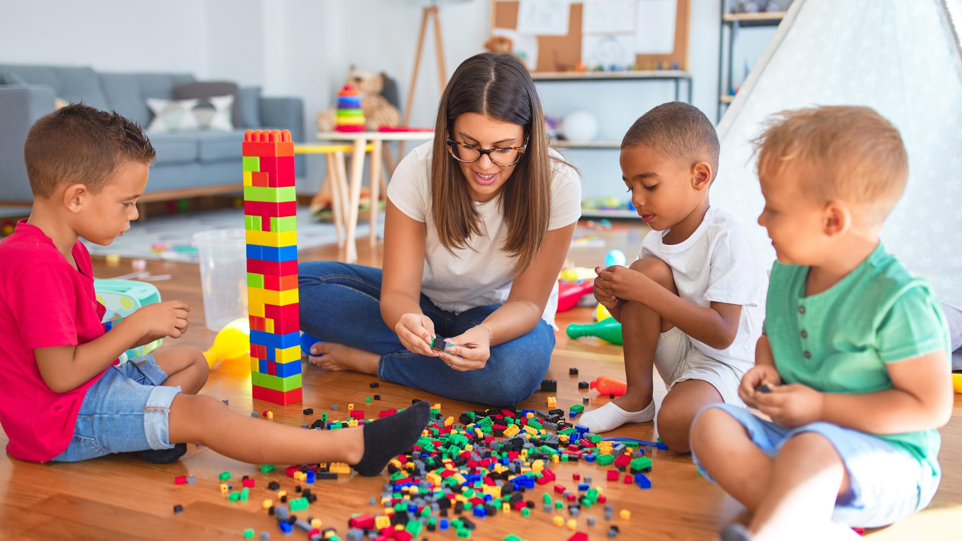 Daycare provider and three children