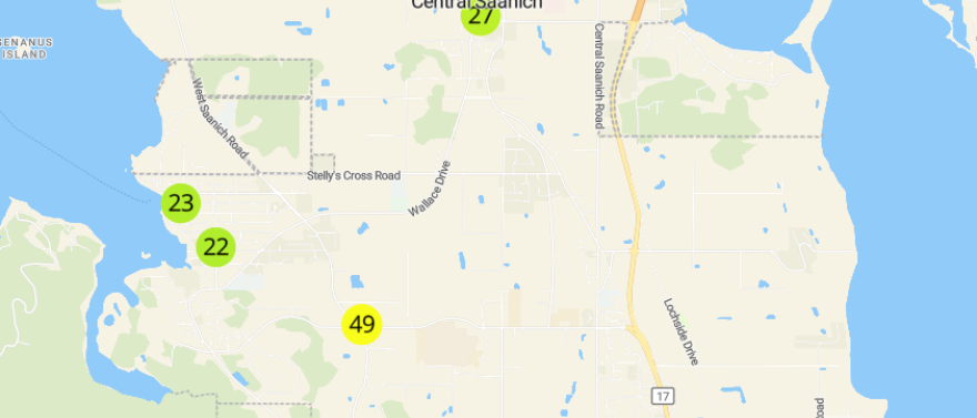 Peninsula map on PurpleAir platform